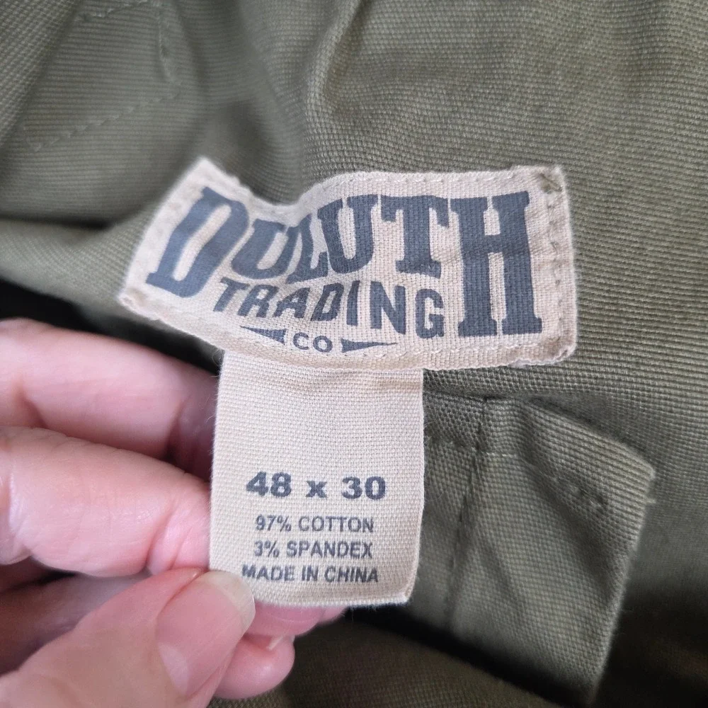 Duluth Trading Co Flex Fire Hose Cargo Pants Mens 48x30 Olive Green Work Utility